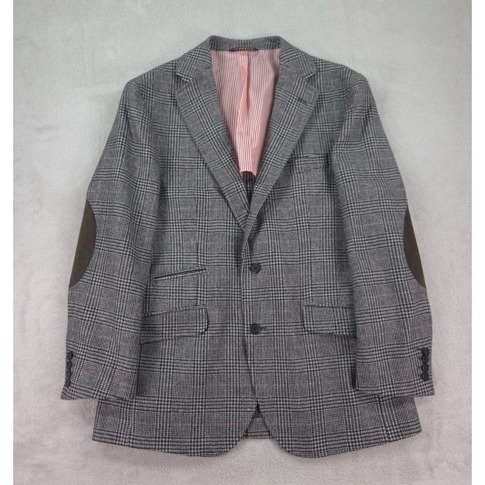 Brooks Brothers Blazer Mens 40S Moon Heritage Collection Elbow Patch Plaid Sport